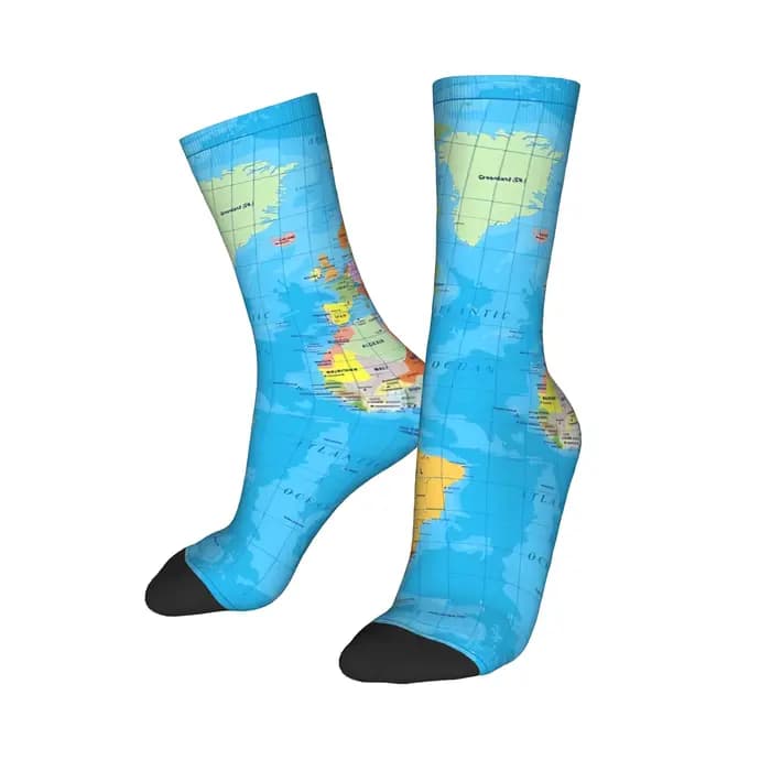 Chaussettes vintage avec carte du monde