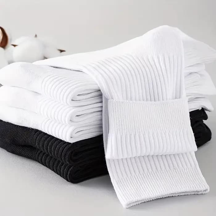 6 paires de chaussettes mi-mollet à motif vertical de couleur pure pour hommes, chaussettes noires polyvalentes pour les affaires toutes saisons, respirantes