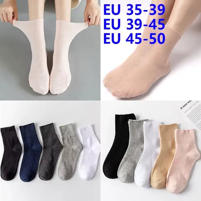 5 paires de chaussettes moyennes pour diabétiques en coton de qualité pour femmes