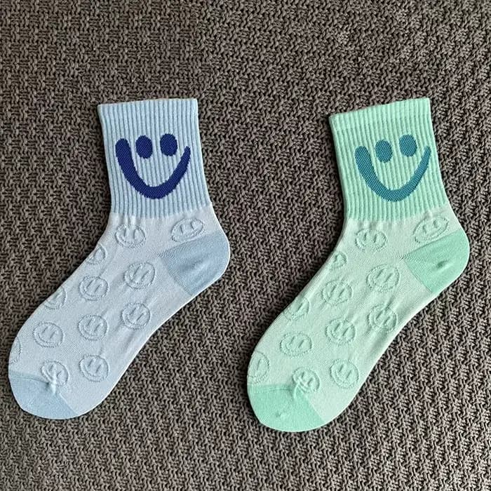 Chaussettes pour femmes visage souriant mignon Style coréen boîte-cadeau paquet printemps/été