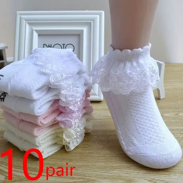 10 paires/lot bébé filles enfants chaussettes dentelle à volants princesse maille