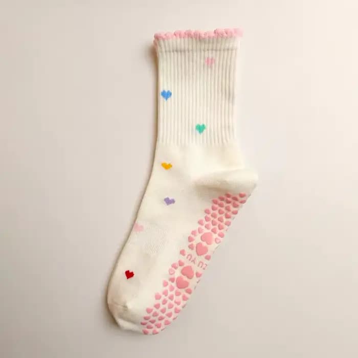 Chaussettes antidérapantes style Soft Girl en tissu texturé