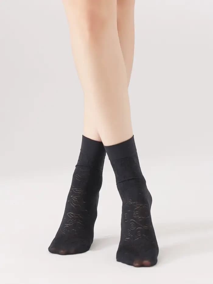 5 paires de chaussettes fines mi-mollet à motifs jacquard pour femmes