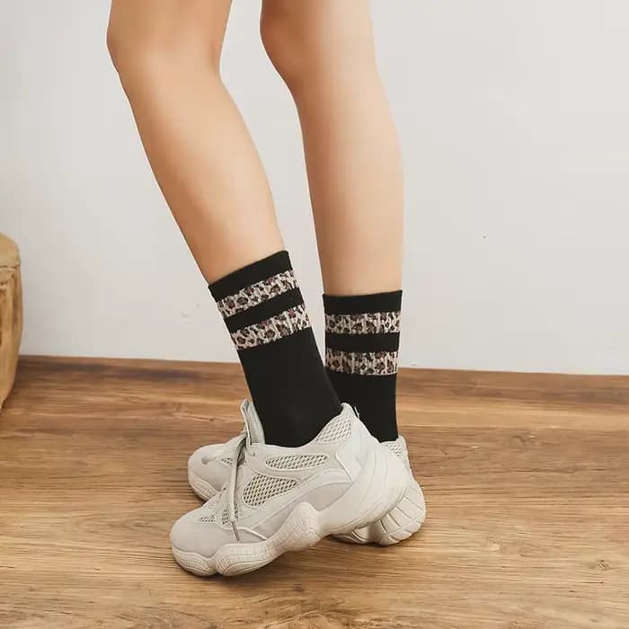 Chaussettes léopard rayées pour femmes