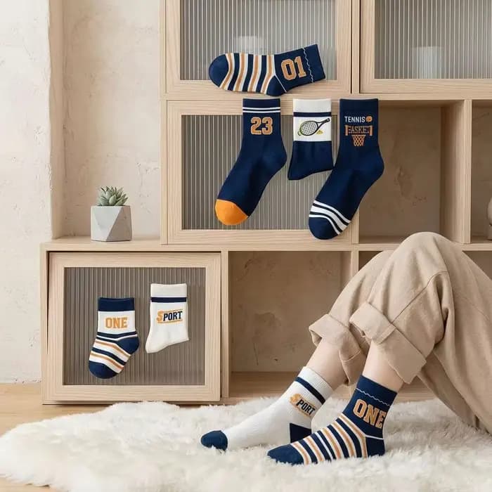 5 paires de chaussettes en coton pour garçons – Design sportif, chaussettes douces et confortables pour toutes les saisons