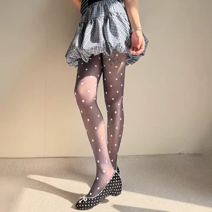 Collants à pois pour femme