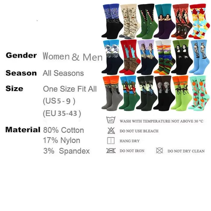 1 paire offre spéciale classique automne hiver rétro femmes personnalité Art Van Gogh murale monde célèbre peinture femme chaussette huile chaussettes