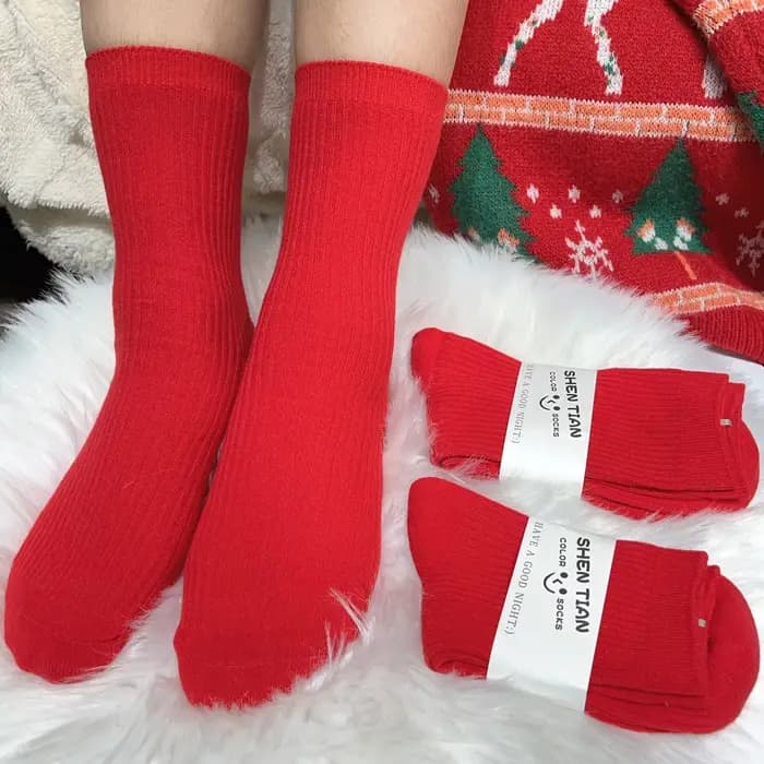 Chaussettes rouges en coton pour hommes et femmes