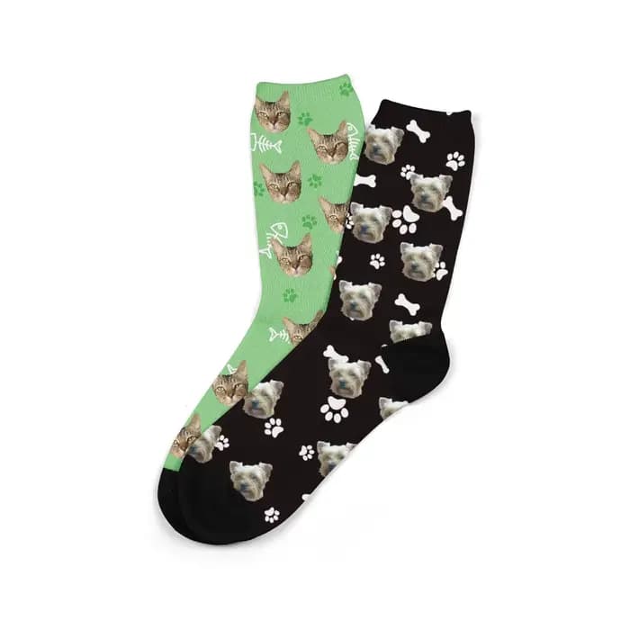 Chaussettes de personnalité personnalisées pour hommes et femmes, impression 3D, drôle, chat, arête de poisson, chiot, Photo personnalisée, texte d'amour, Logo, chaussettes en coton