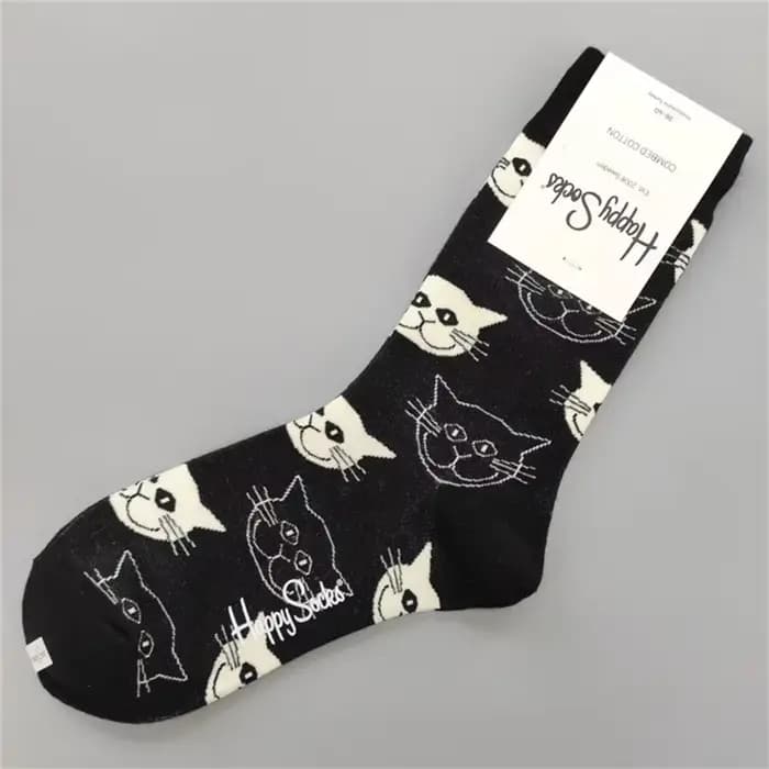 Happy-Chaussettes mi-tube en coton pour femmes