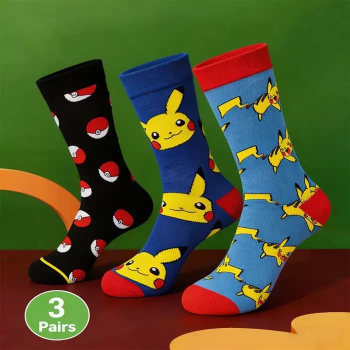 Chaussettes classiques de dessin animé Pokemon Pikachu