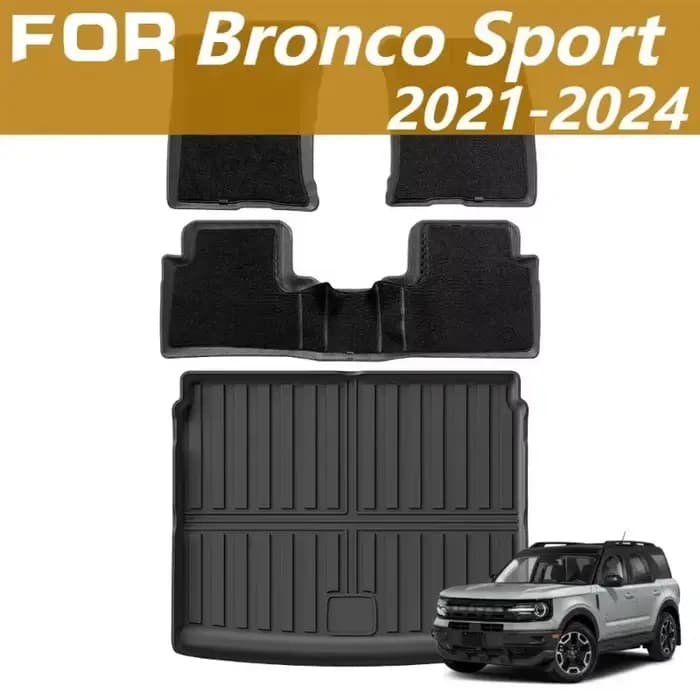 Tapis de sol de voiture en TPE 3D pour Bronco Sport 2021 – 2024, doublure de chargement, coussinet de coffre, tapis noir, coussinets de pieds, gouvernail gauche pour tous temps