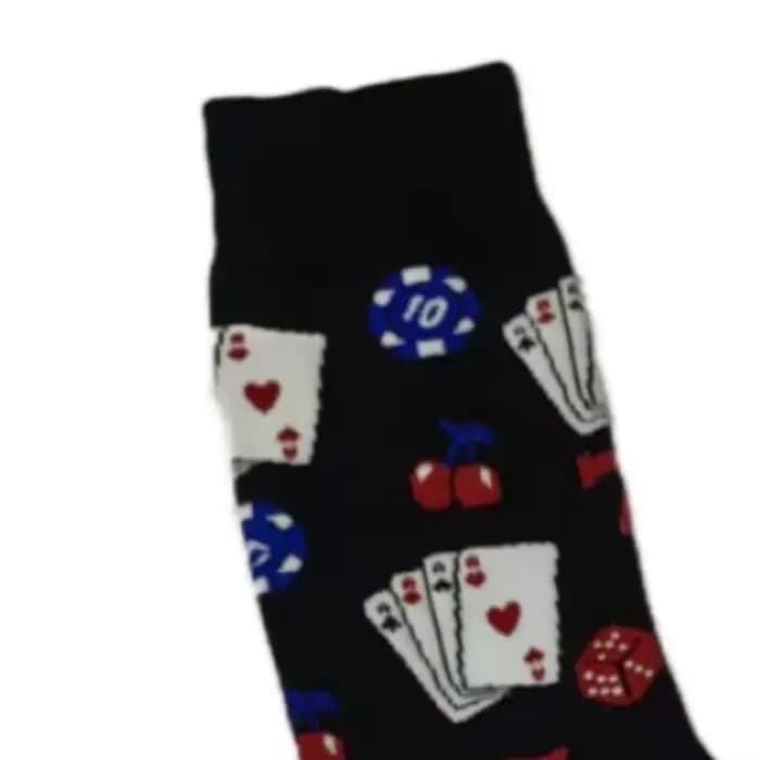 MYORED une paire de nouvelles chaussettes en coton motif de dés de poker tendance de la mode chaussettes mi-tube décontractées pour hommes