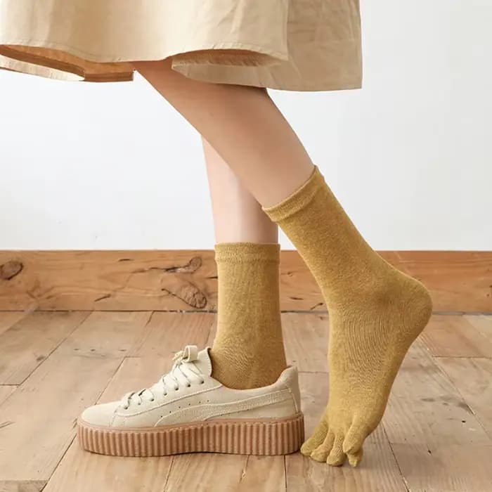 Chaussettes Courtes 100 Coton à Cinq Doigts pour Femme