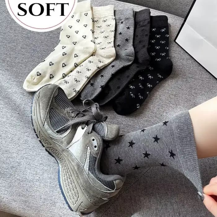 Chaussettes grises en coton pour femmes