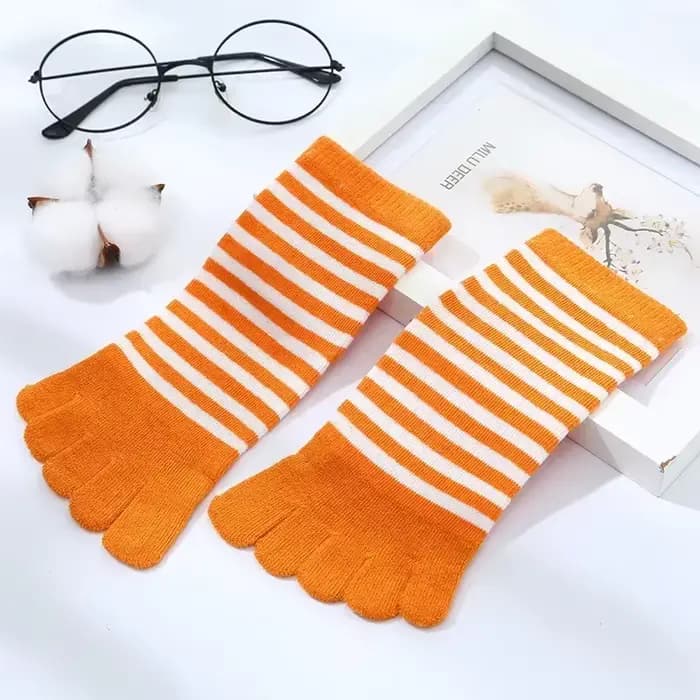 Chaussettes multicolores en coton rayé à cinq doigts pour garçons et filles de 4 à 12 ans