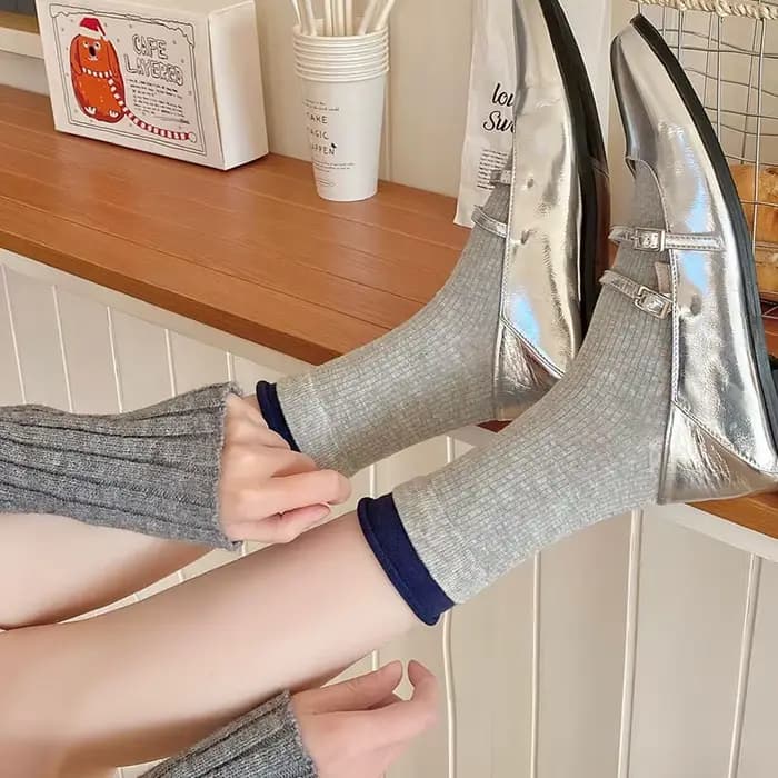 Chaussettes japonaises à carreaux de diamant pour femmes