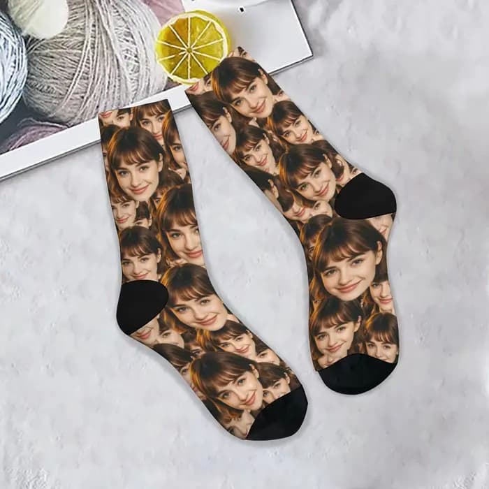 Chaussettes amusantes personnalisées avec visage personnalisé