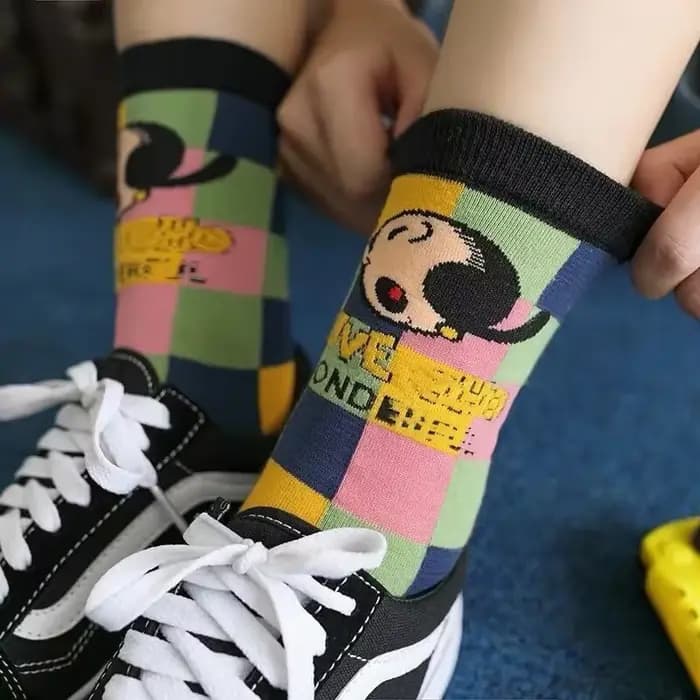 Chaussettes Tube rayées à carreaux colorés