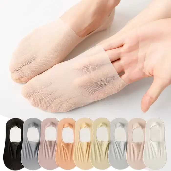 5 paires de chaussettes bateau invisibles pour femmes, pantoufles respirantes en Silicone antidérapantes, Ultra-fines, haute qualité, soie glacée élastique, bas Sox