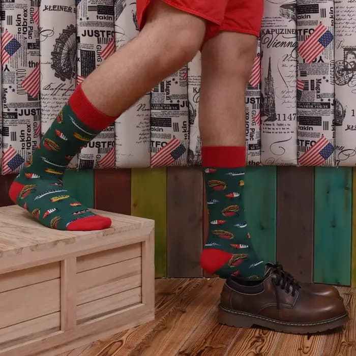 Mariage chaussettes drôles hommes dessin animé Animal carlin singe nourriture Sushi créatif