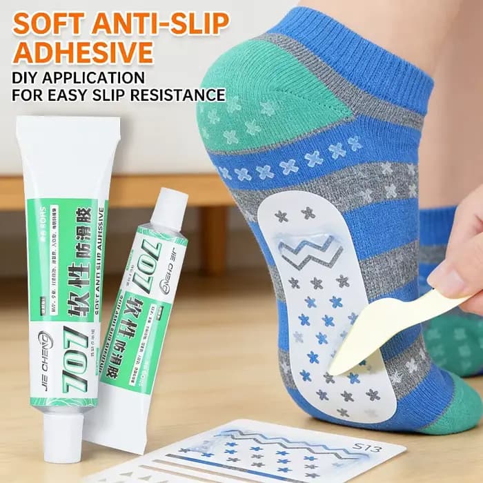 Colle adhésive transparente antidérapante 50ML pour chaussettes, points de préhension DIY, tapis de salle de bain, base d'appareil, résistante à l'usure, imperméable, forte adhérence