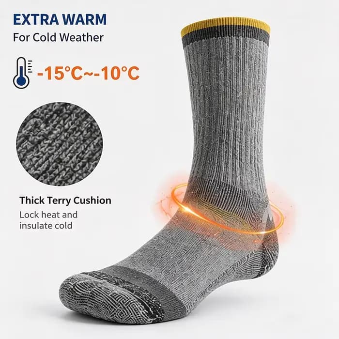 1 paire de chaussettes thermiques en laine mérinos