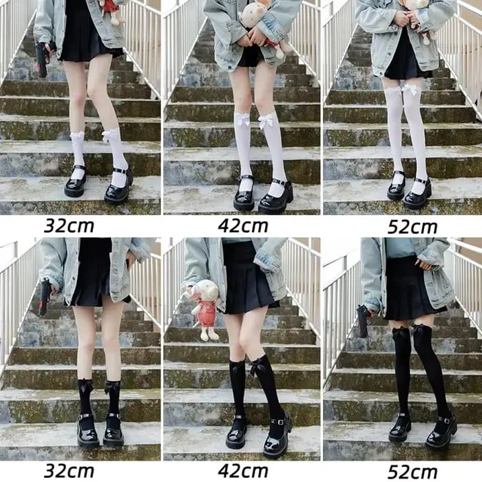 Chaussettes hautes à nœud Opaque pour femmes