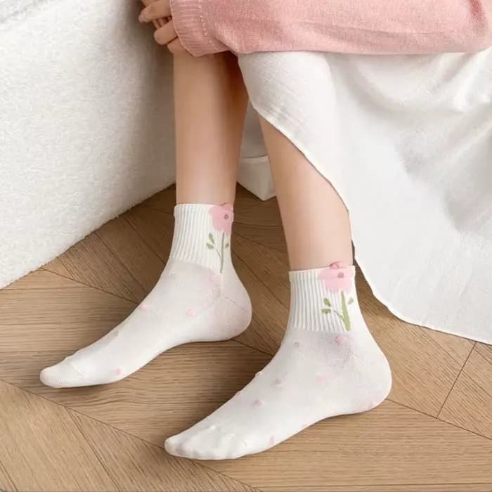 Nouveau rose nœud papillon fleur mignon JK Kawaii chaussettes courtes femmes