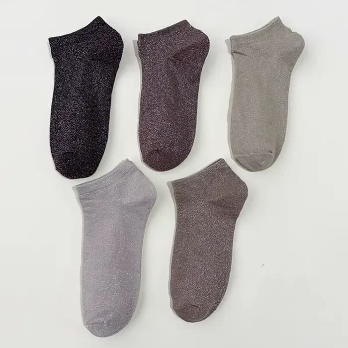 5 paires de chaussettes courtes métalliques scintillantes pour femmes