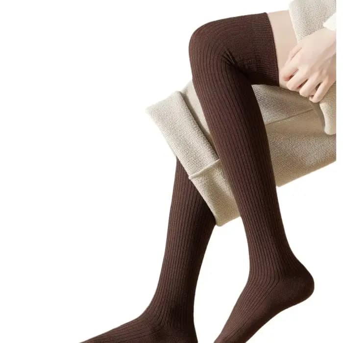 Femmes chaussettes longues laine cuisse bas maigre décontracté sur genou-haut moelleux femme longue chaussette au genou