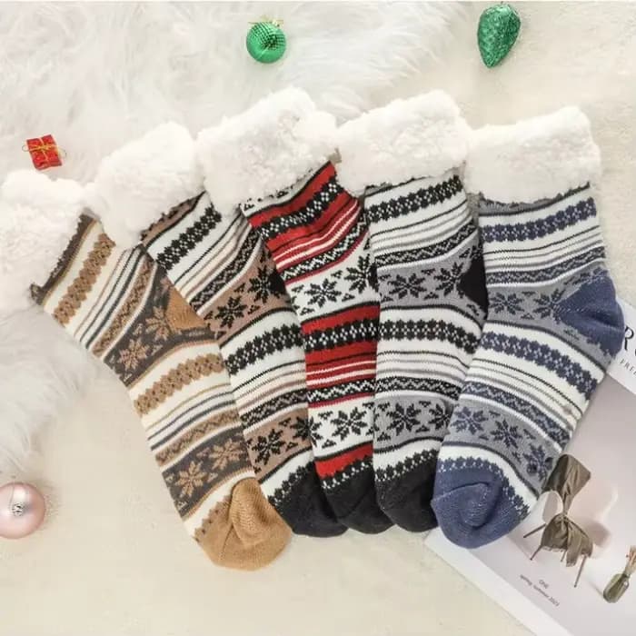 Chaussettes floues pour hommes hiver chaud court épaissi maison dormir thermique doux moelleux pantoufle de sol chaussette mâle cadeau de noël flocon de neige