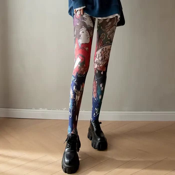 Collants imprimés rétro pour femmes