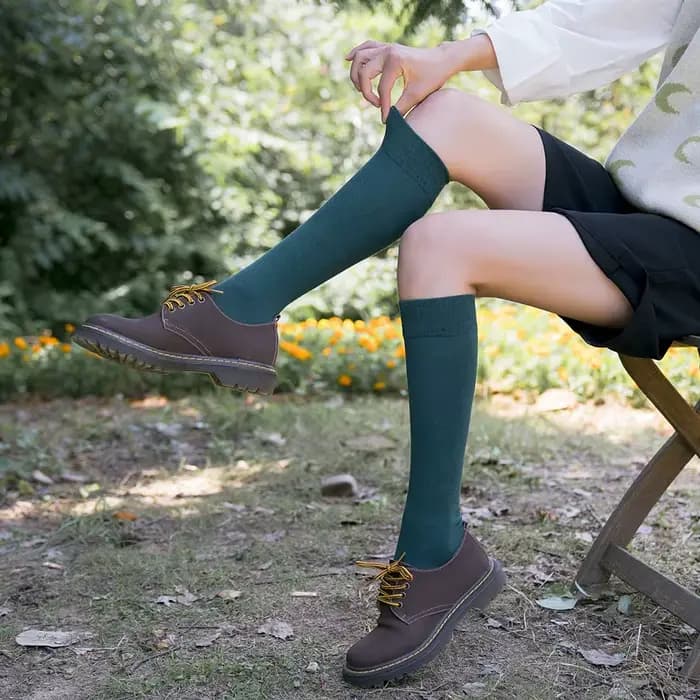 Femmes mollet chaussette coton décontracté genou chaussettes hautes blanc noir couleur unie mode femme fille fête danse
