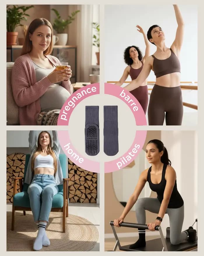 3 paires de chaussettes Pilates antidérapantes pour femmes, chaussettes mi-mollet pour yoga, barre et hôpital, lot de 3 paires