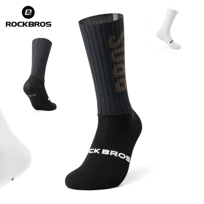 ROCKBROS chaussettes de Sport respirant amorti Absorption des chocs chaussettes de cyclisme vtt chaussettes de vélo de route chaussettes hautes élastiques pour hommes femmes