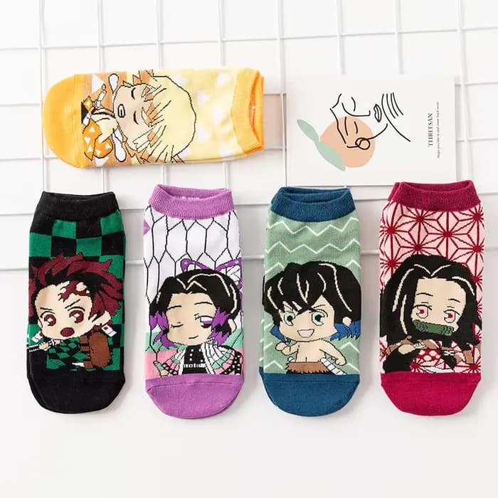 Chaussettes courtes Demon Slayer Kimetsu No Yaiba, accessoires de Cosplay Anime, dessins animés Kamado Tanjirou Kamado Nezuko, chaussettes en coton Hall