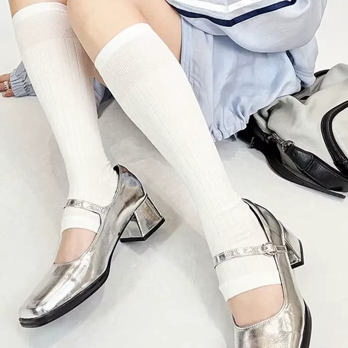 Printemps été glace soie Ultra-mince Jk mollet chaussettes femmes confortable respirant demi-paume Lolita longues chaussettes japonais genou haute chaussette