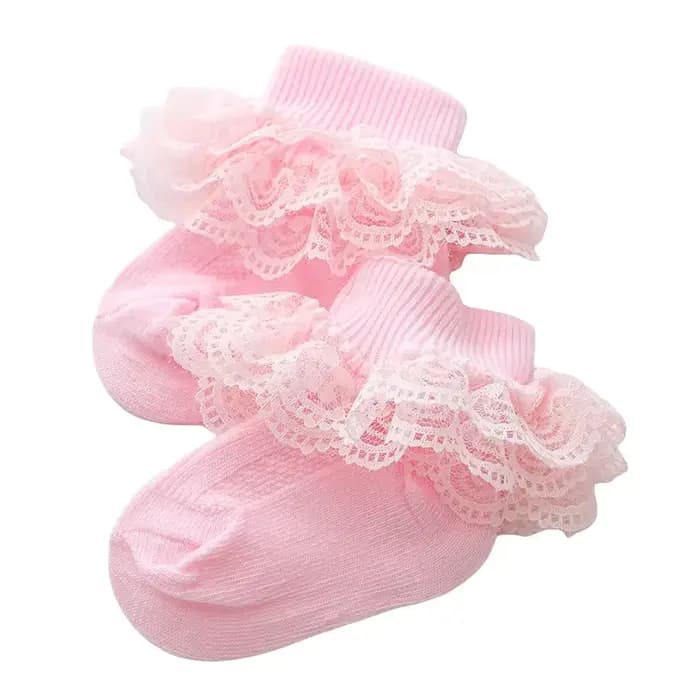 Chaussettes en coton à œillets et dentelle froufrous pour bébés, chaussettes de baptême pour garçons et filles, joli cadeau d'anniversaire pour nourrissons