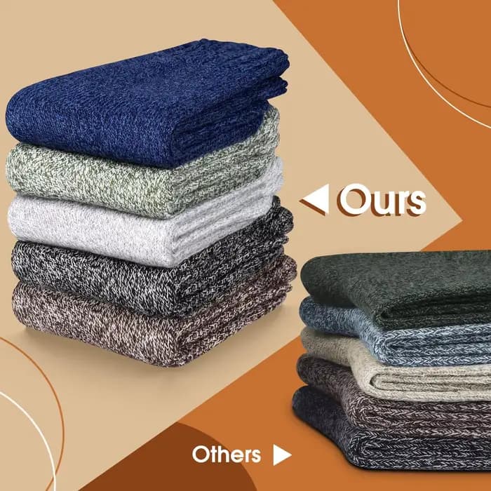 3 paires de chaussettes d'hiver en laine épaisse pour hommes