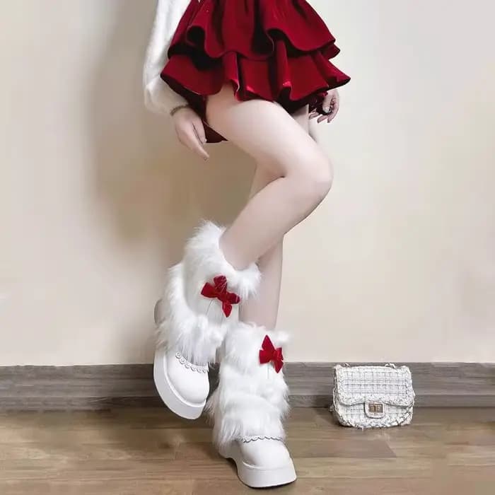 Guêtres en fausse fourrure blanche