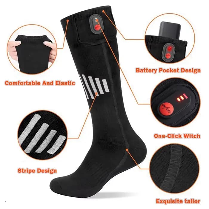 Chaussettes chauffantes d'hiver avec boîte à piles