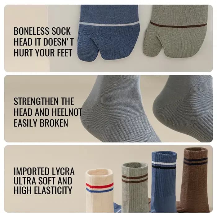 MiiOW japonais Tabi chaussettes bout fendu chaussette hommes 100% pur coton chaussette longue cinq doigts deux orteils chaussette Ninja Geta Anti odeur chaussette Sport
