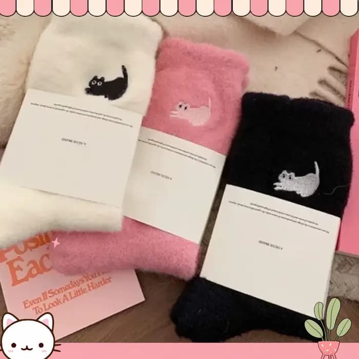 Femmes hiver chaussettes mignonnes épais thermique solide doux vison velours moelleux