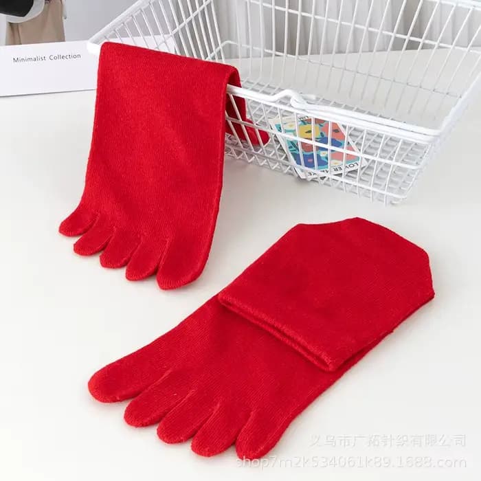 Chaussettes rouges à cinq doigts pour femmes et hommes
