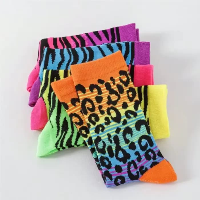5 paires unisexe imprimé léopard personnalisé mode respirant mince drôle absorbant la sueur printemps chaussettes simples pour les filles en gros