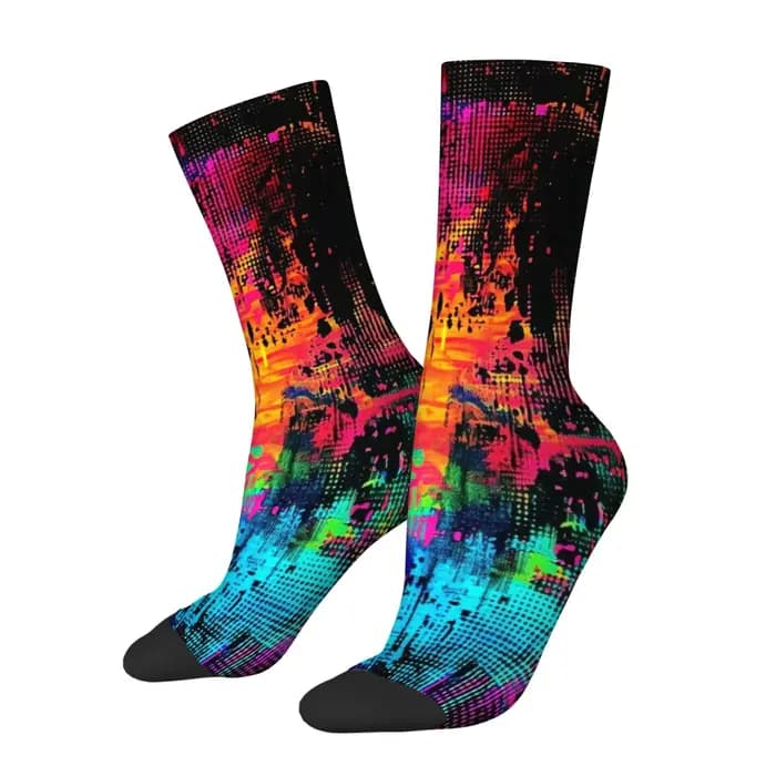 Chaussettes pour hommes Cyberpunk à effet encre éclaboussée