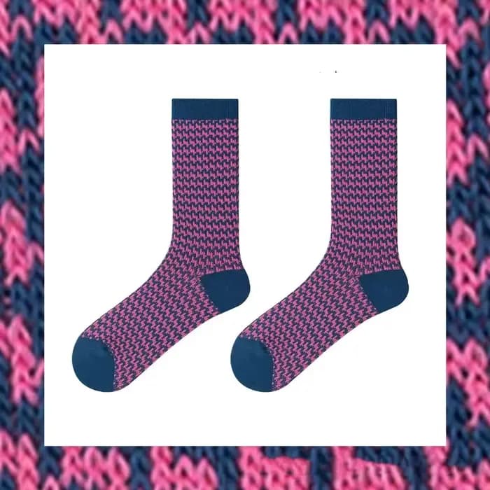 Chaussettes en coton optique avec motif pied-de-poule