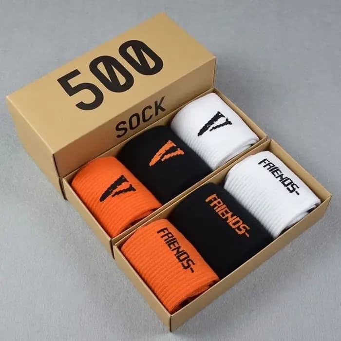 Chaussettes Tube longues en boîte Vlone lettre imprimée Style de rue sport
