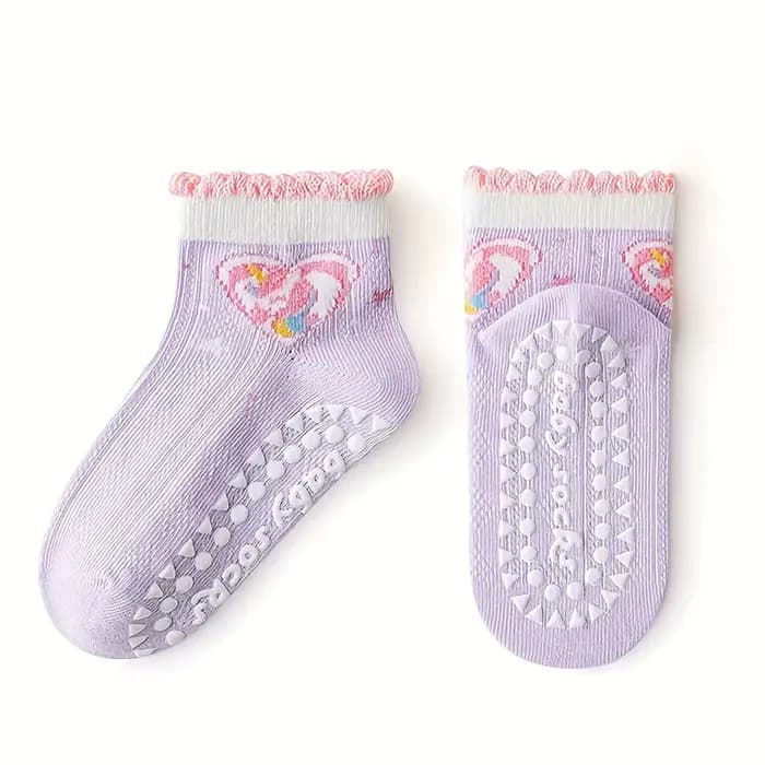 5 paires de chaussettes de sol pour enfants avec colle en dentelle